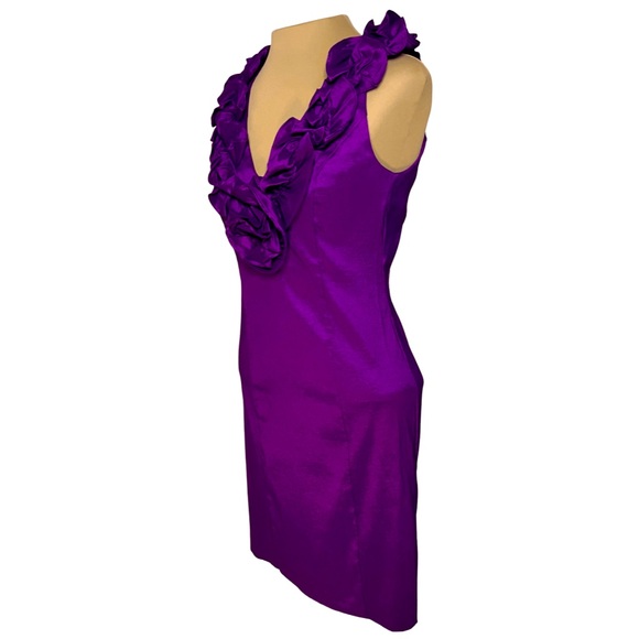 S.L. Fashions Purple Ruffle Collar Cocktail Dress - Picture 3 of 10